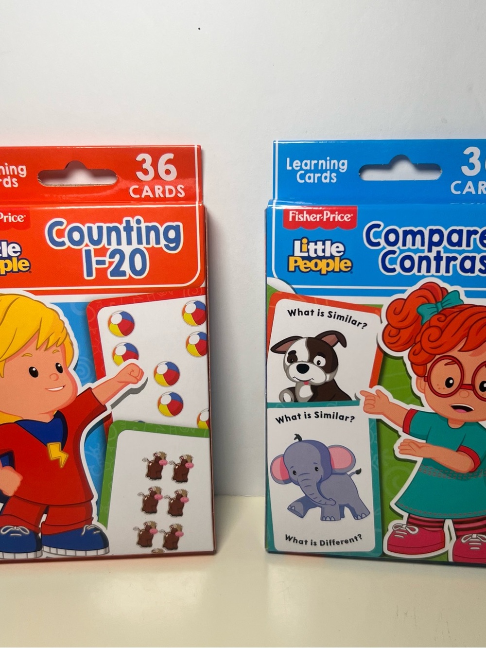 Fisher Price Little People Flash Card Bundle Of Two Compare & Contrast Counting